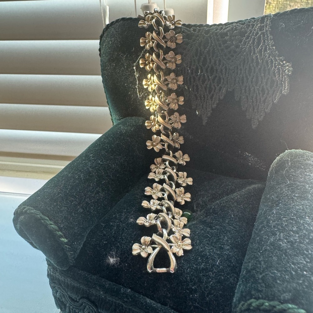Coro Silver Floral Bracelet